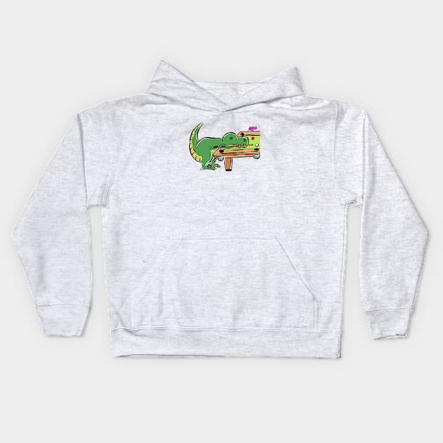 Pool Snooker Player Tyrannosaurus Dinosaur Dino Cartoon Cute Character Kids Hoodie by Squeeb Creative